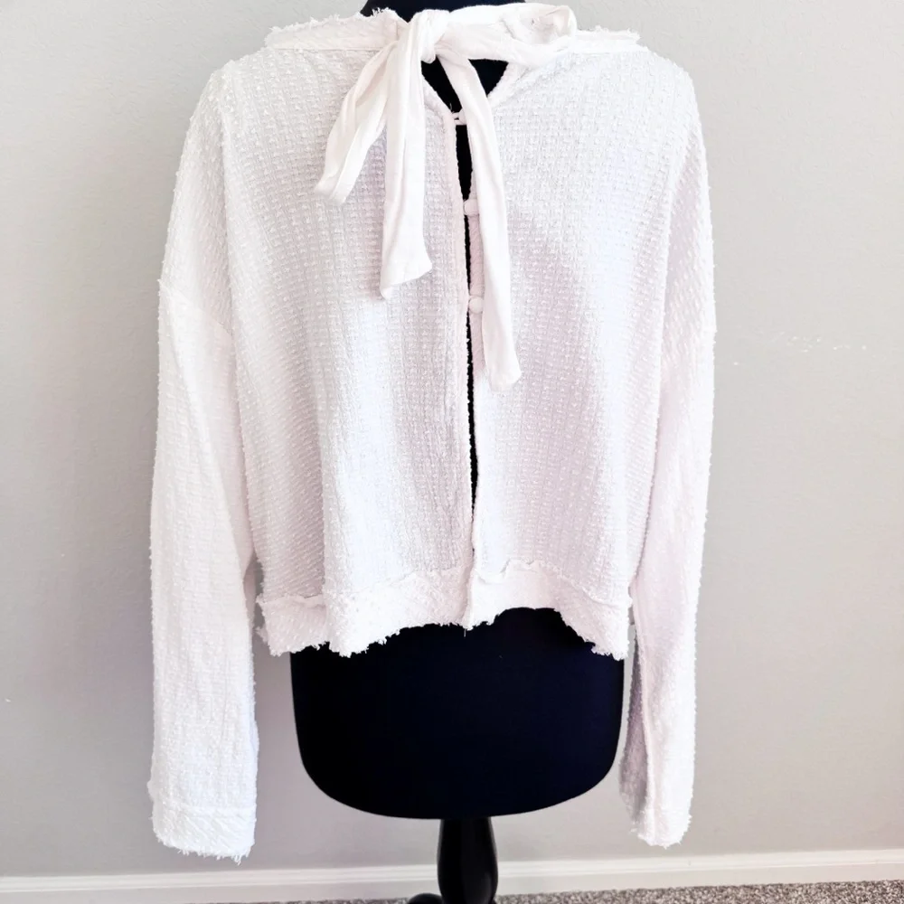 Free People Walking in Hueco Ivory Open Back Tie Top M NWOT